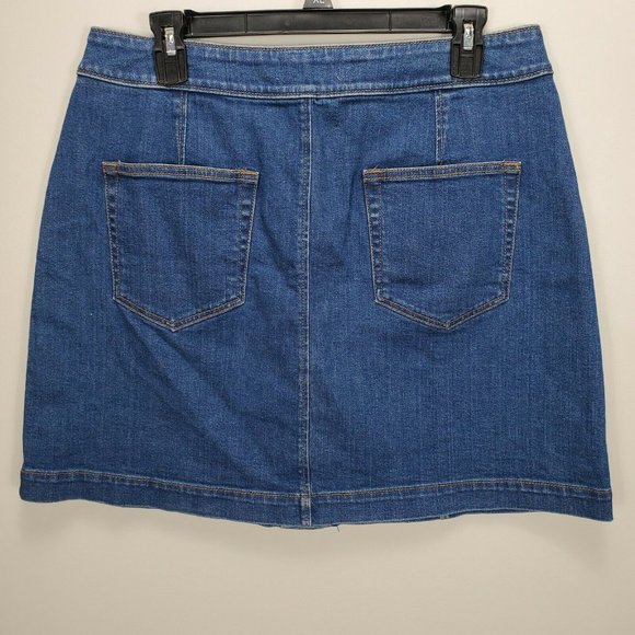 Ann Taylor LOFT Denim Skirt Women's Size 10 Blue Jean Button Front A Line Mini - Picture 4 of 9